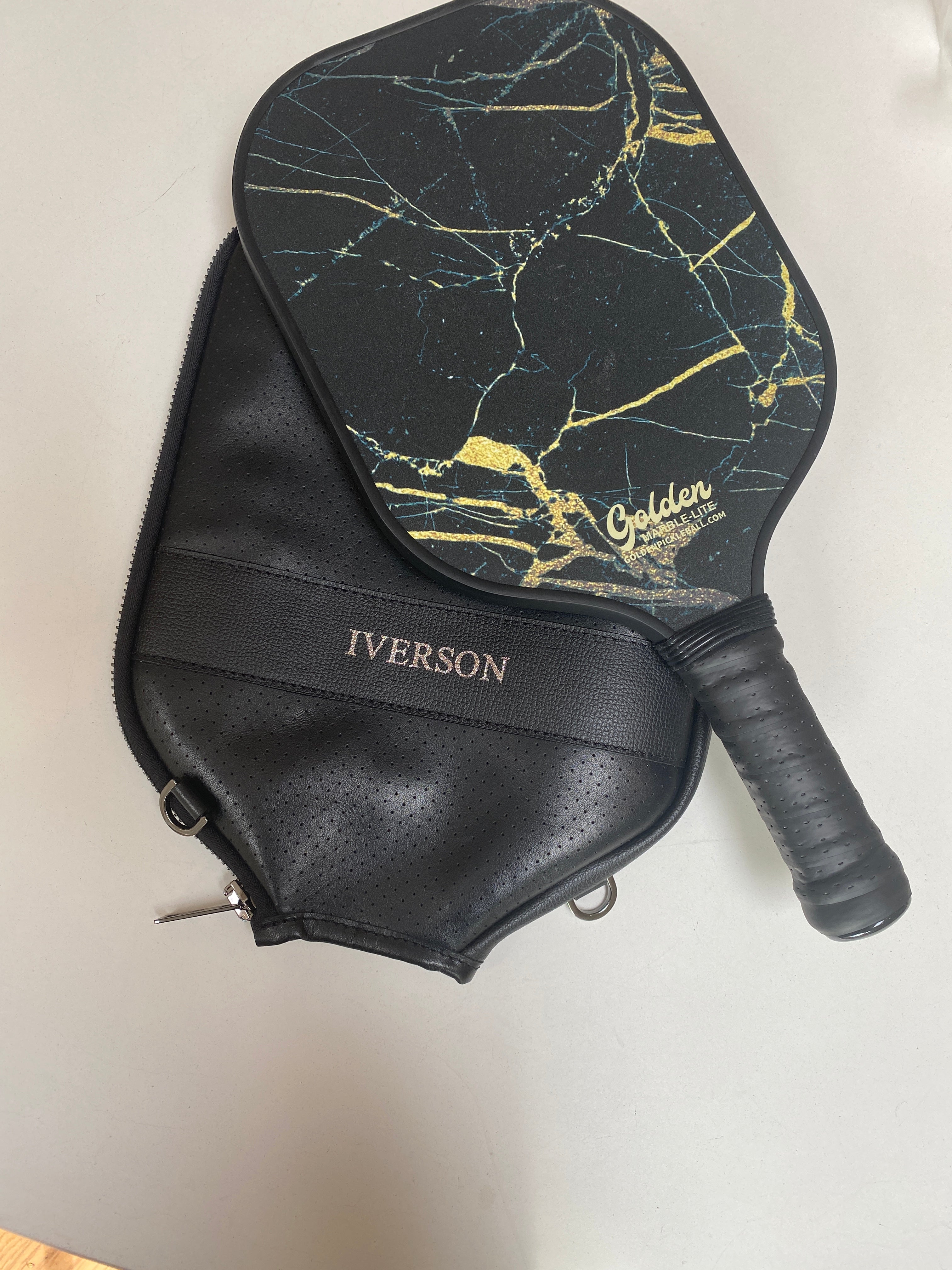 “The Addict” Leather Pickleball Bag - Black/Gunmetal