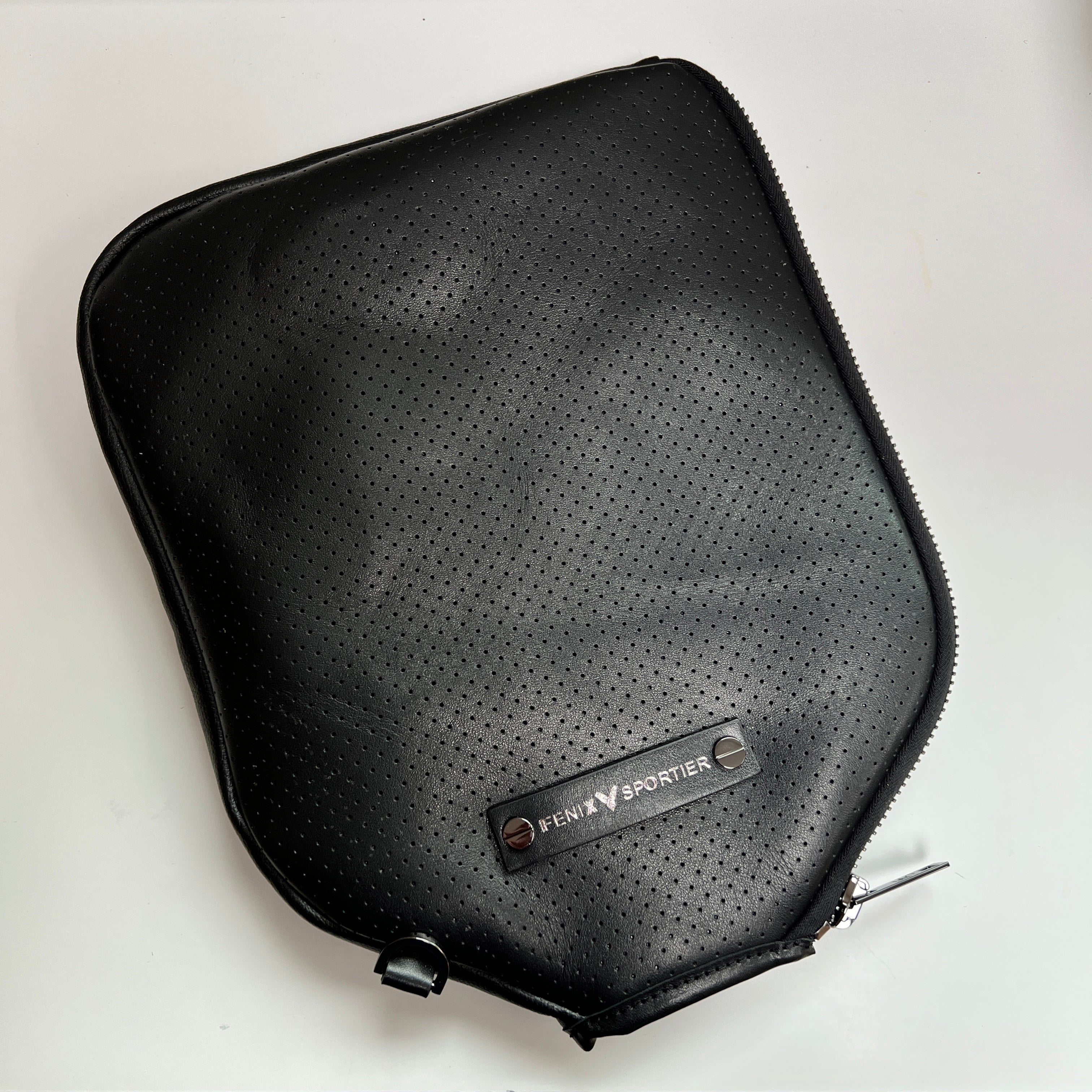 “The Addict” Leather Pickleball Bag - Black/Gunmetal