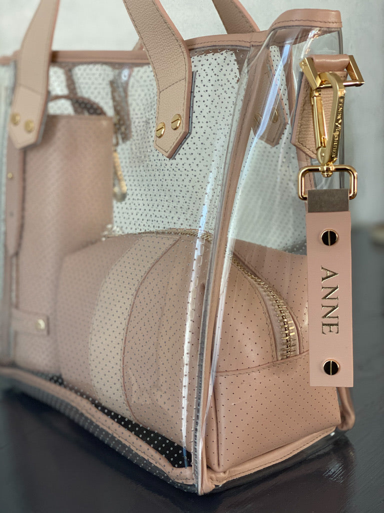 Gameday Bag - Blush Leather / Clear PVC / Gold Hardware