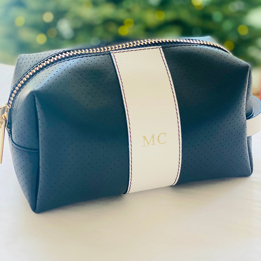 24/7 Bag - Navy Leather/White Trim w/Gold