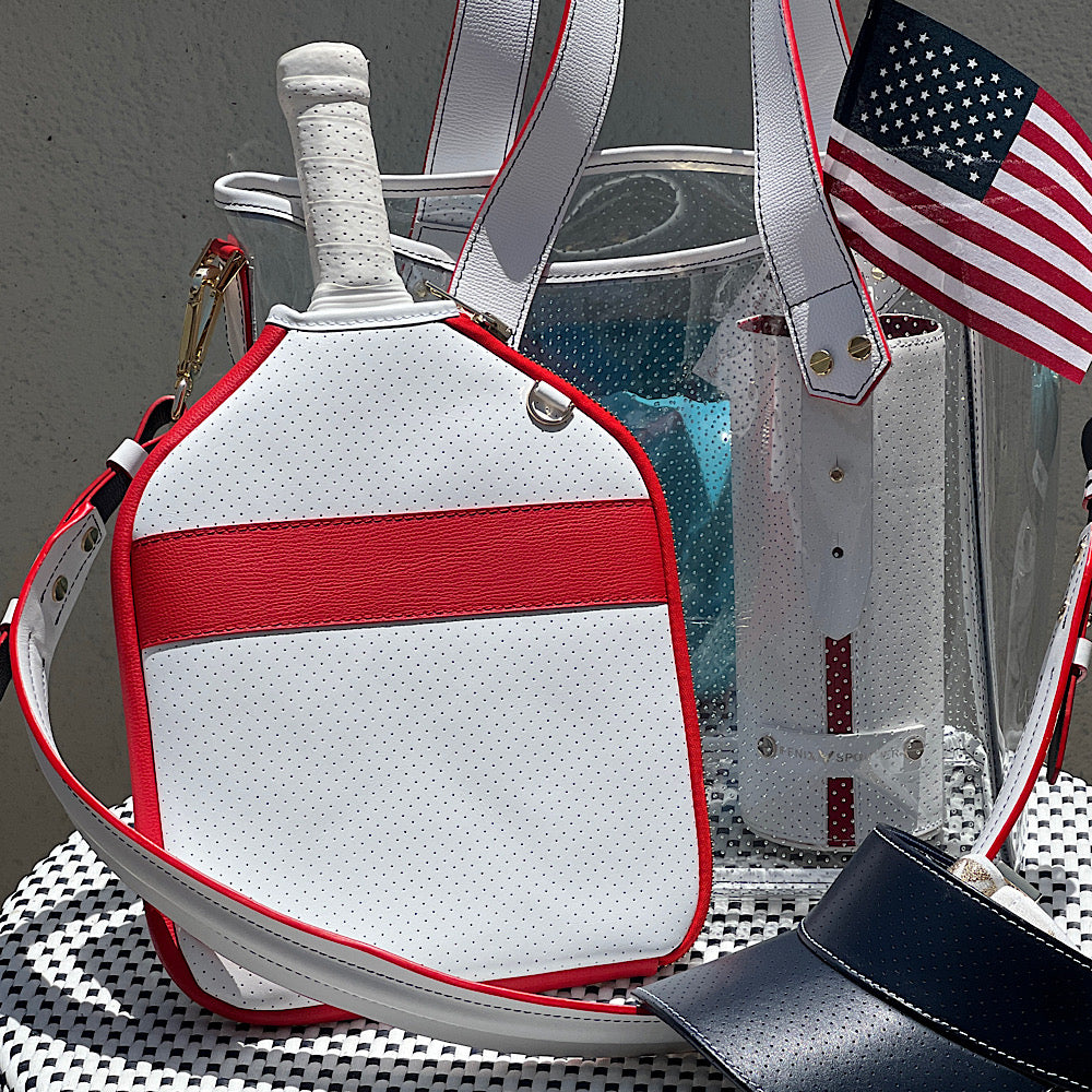 “The Addict” Pickleball Bag - White w/Red