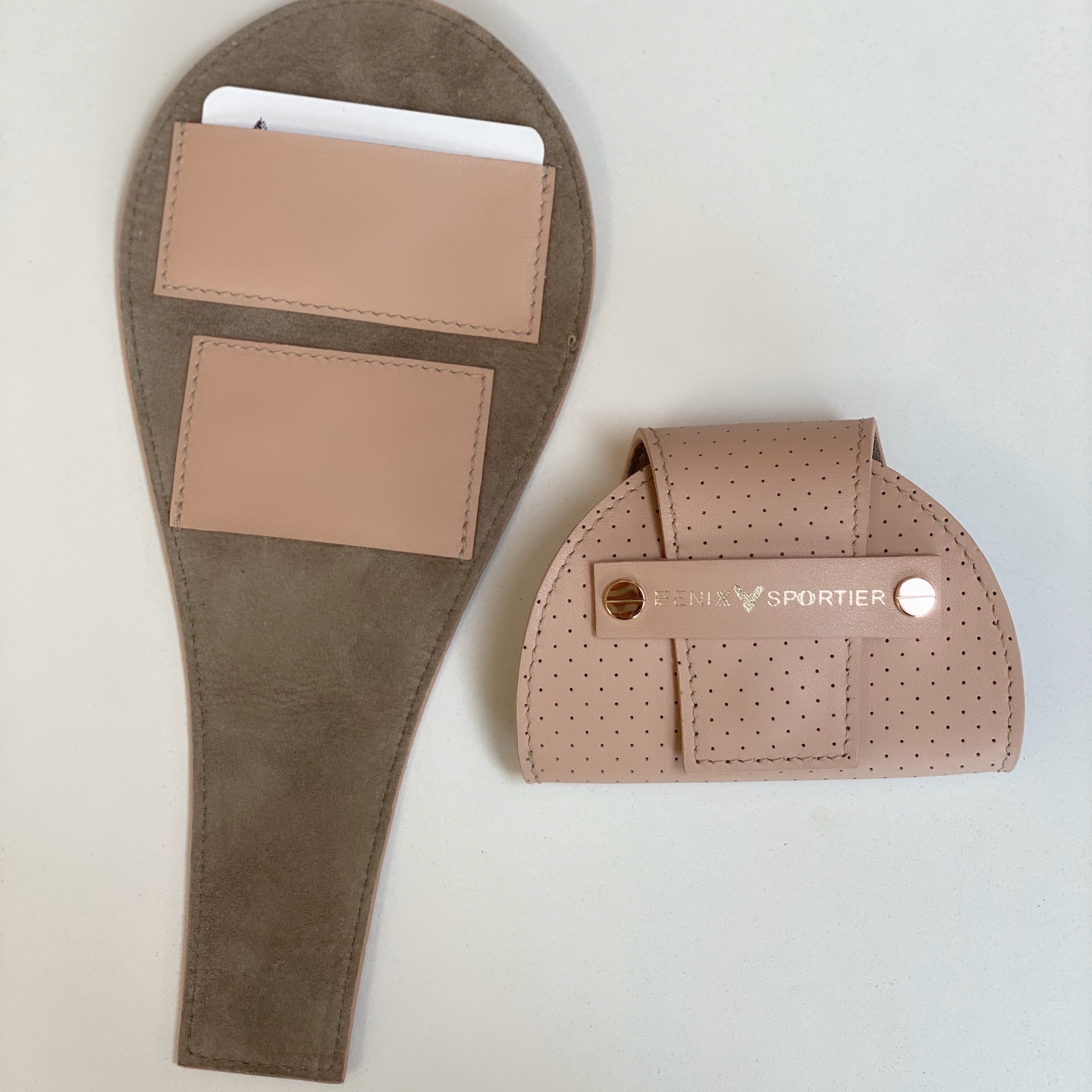 Tennis Lovers Wallet (Blush Leather / Stone Suede / Gold)