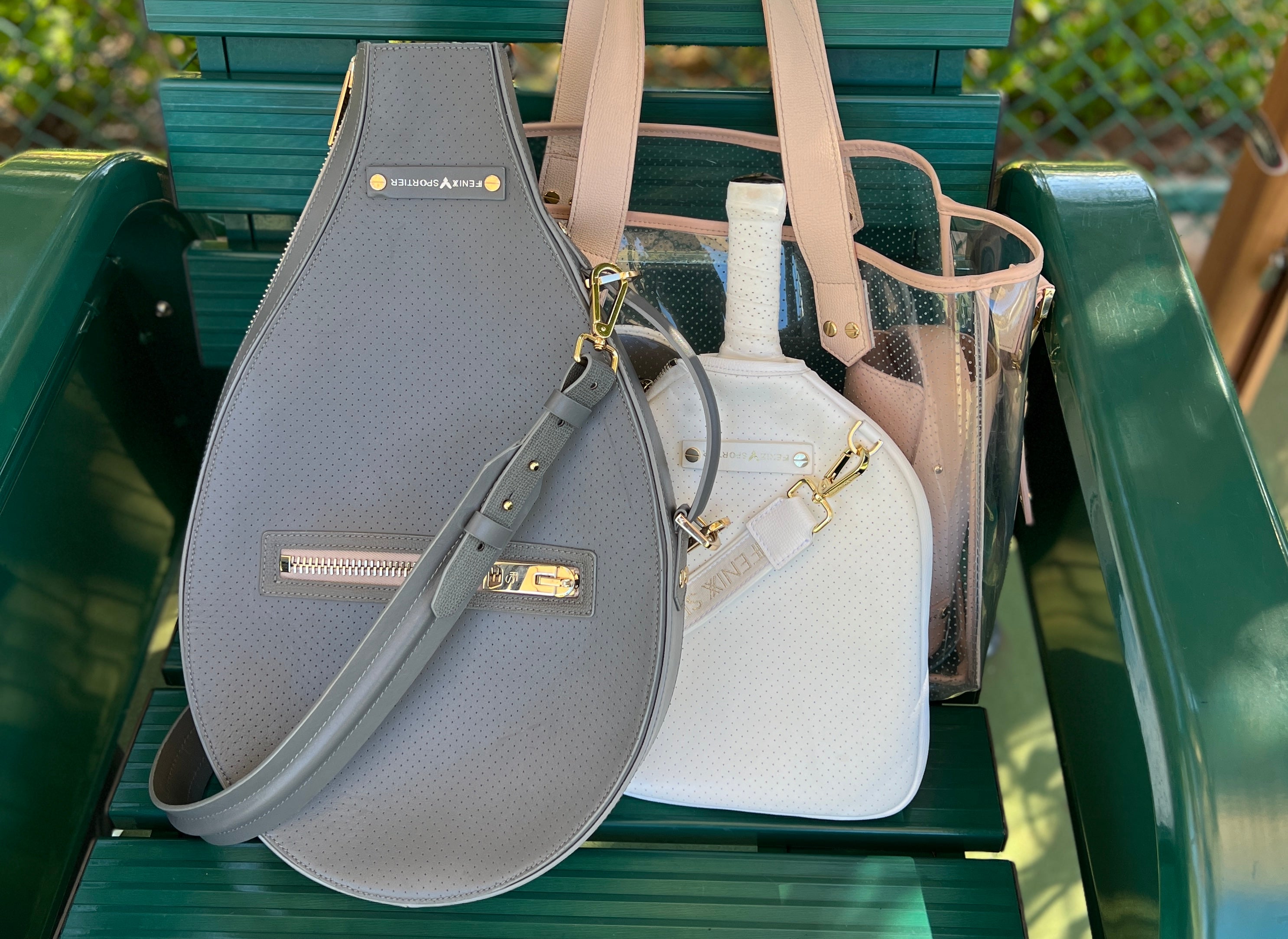 “The Addict” Leather Pickleball Bag - White/Gold