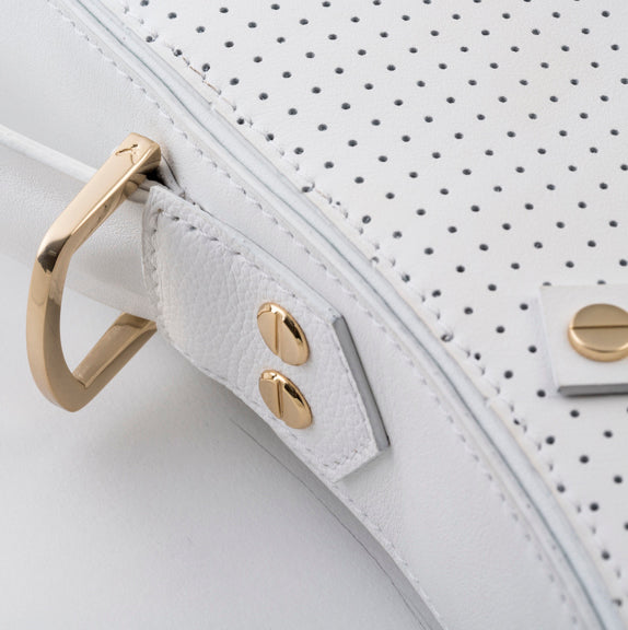Billie Bag Leather Tennis Racket Bag (White/Gold)