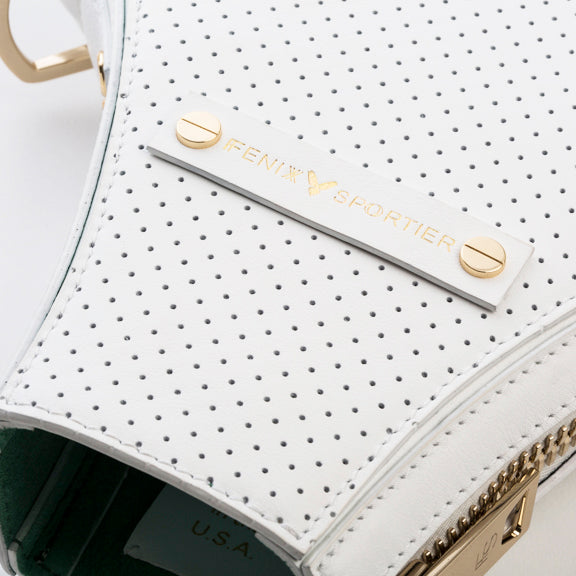 Billie Bag Leather Tennis Racket Bag (White/Gold)