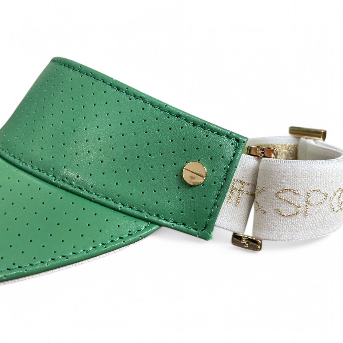 The Leather Visor - Court Green/White & Gold