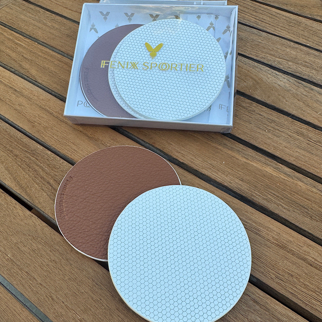 Serve in Style Coasters - White Golf & Hazelnut