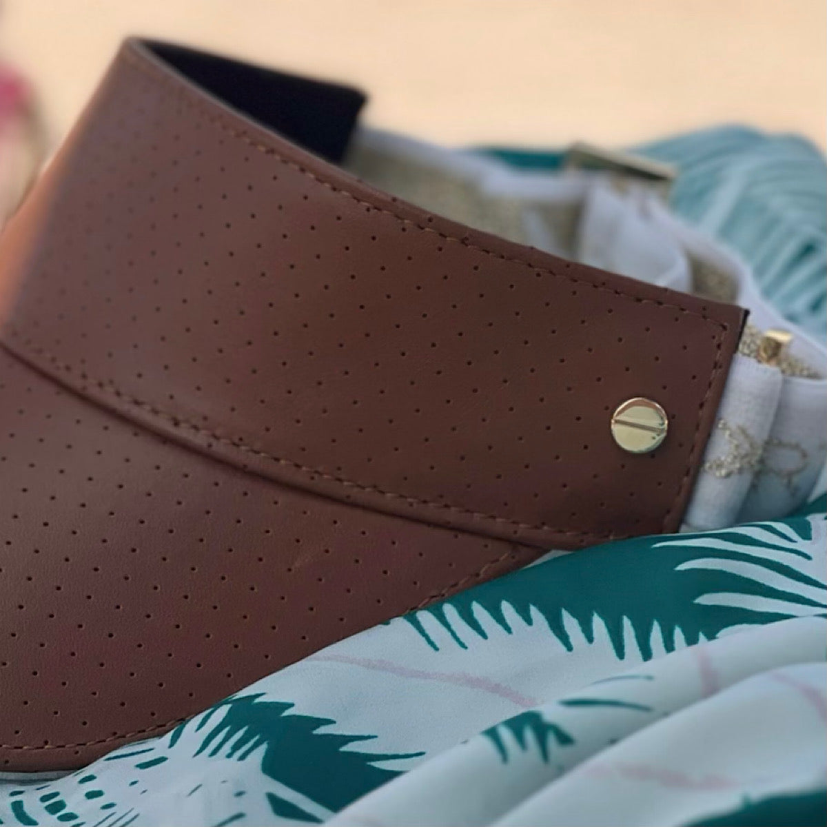 The Visor - Tan Leather & Gold
