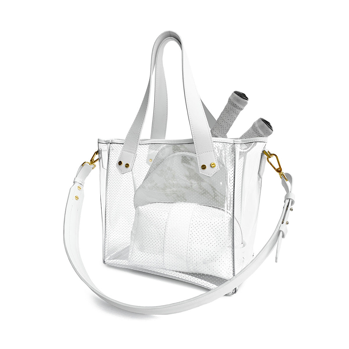 Gameday Bag - White Leather / Clear PVC