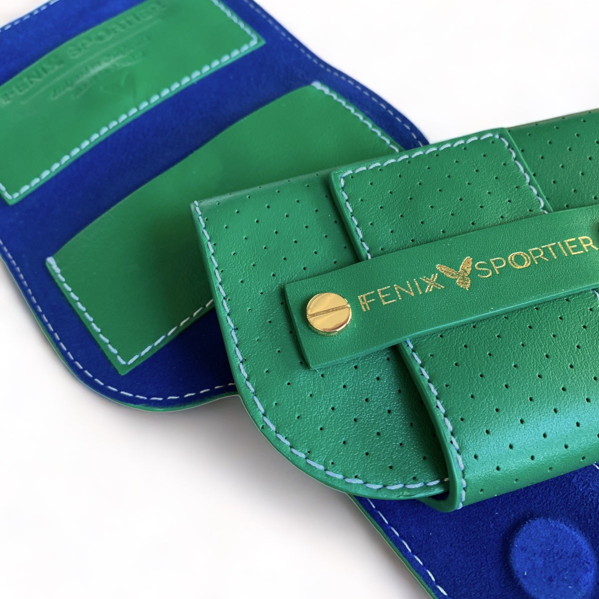 Pickleball Lovers Wallet - Court Green Leather / Court Blue Suede / Gold
