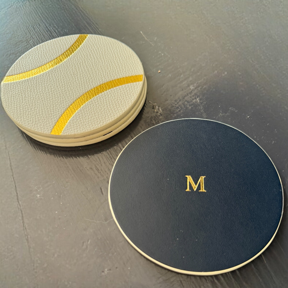 Serve in Style Coasters - White Tennis & Navy