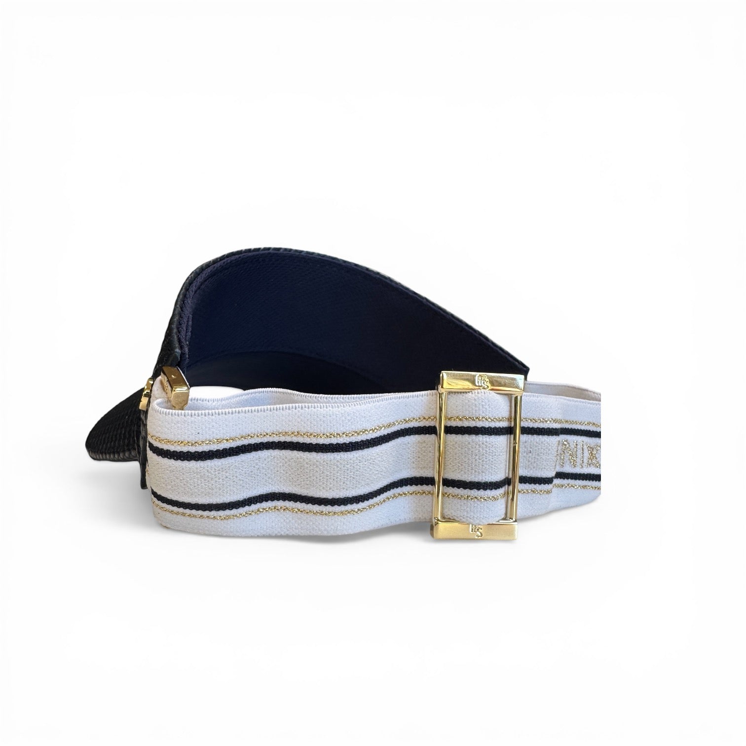 The Leather Visor - Navy Basketweave, Le Club Elastic & Gold