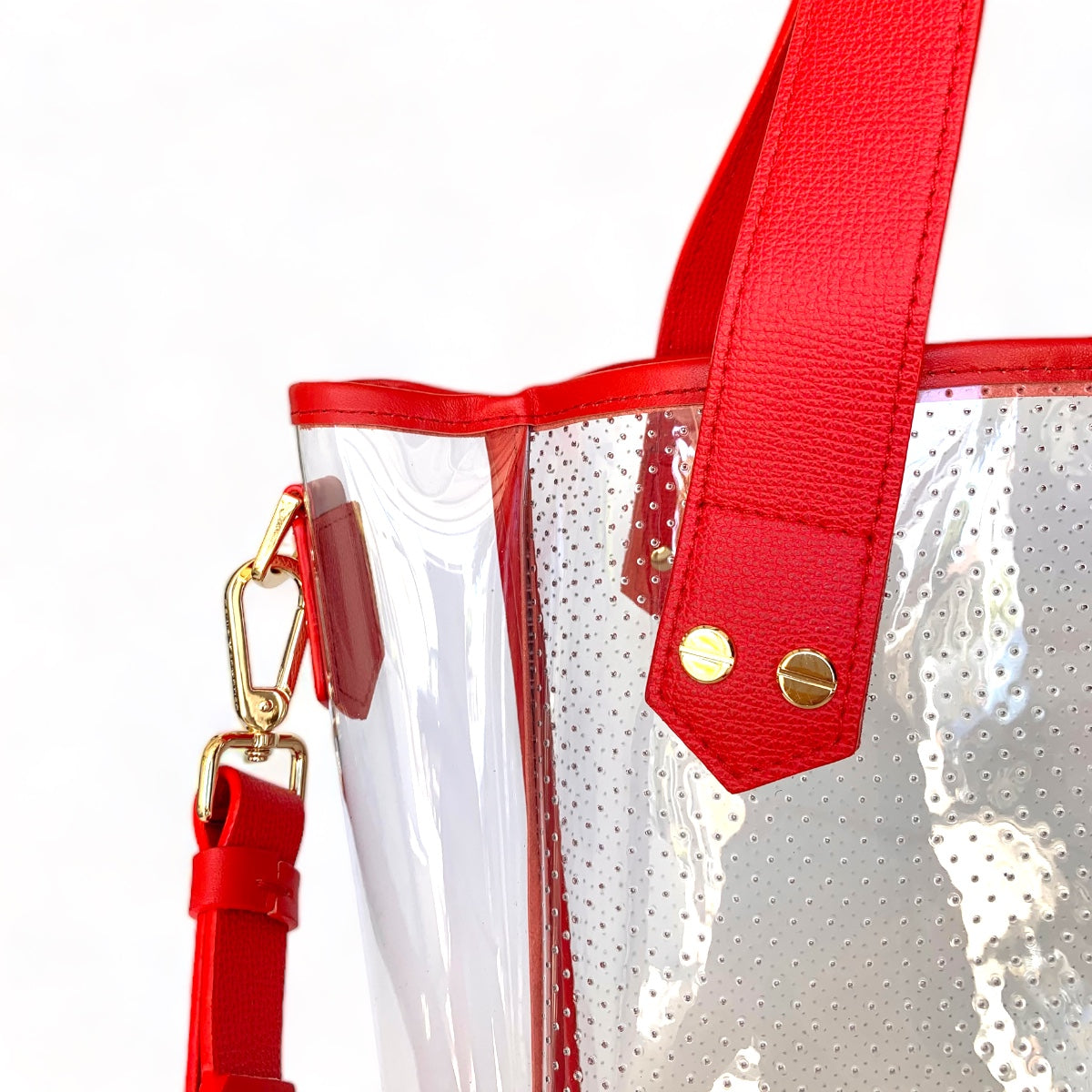 Gameday Bag - Red Leather / Clear PVC