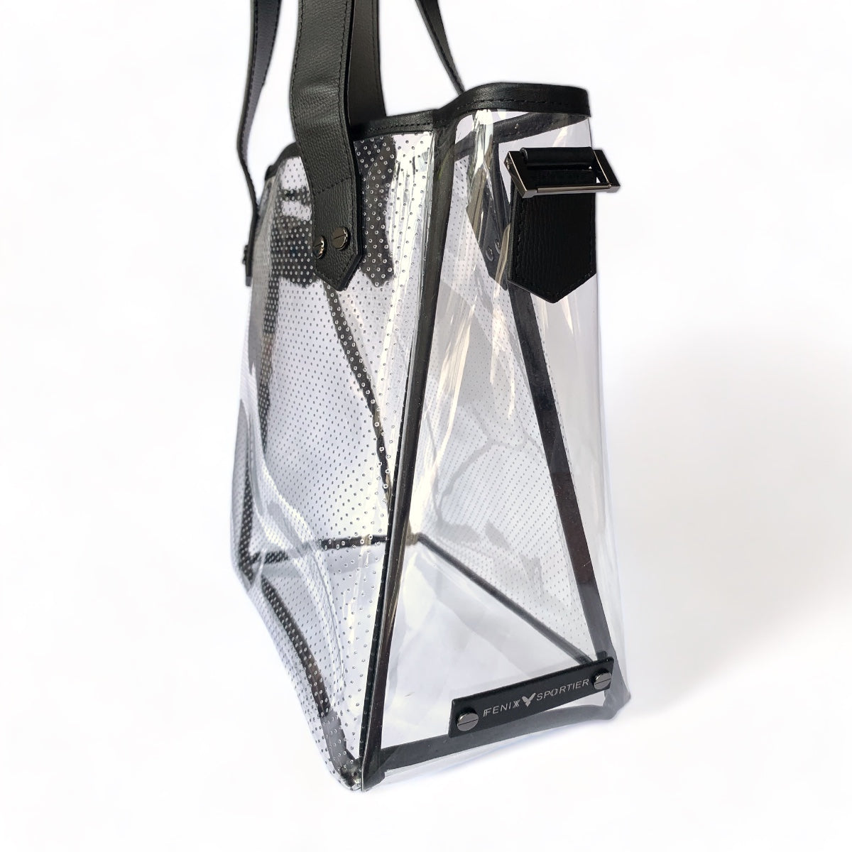 Gameday Bag - Black Leather / Gunmetal hardware / Clear PVC