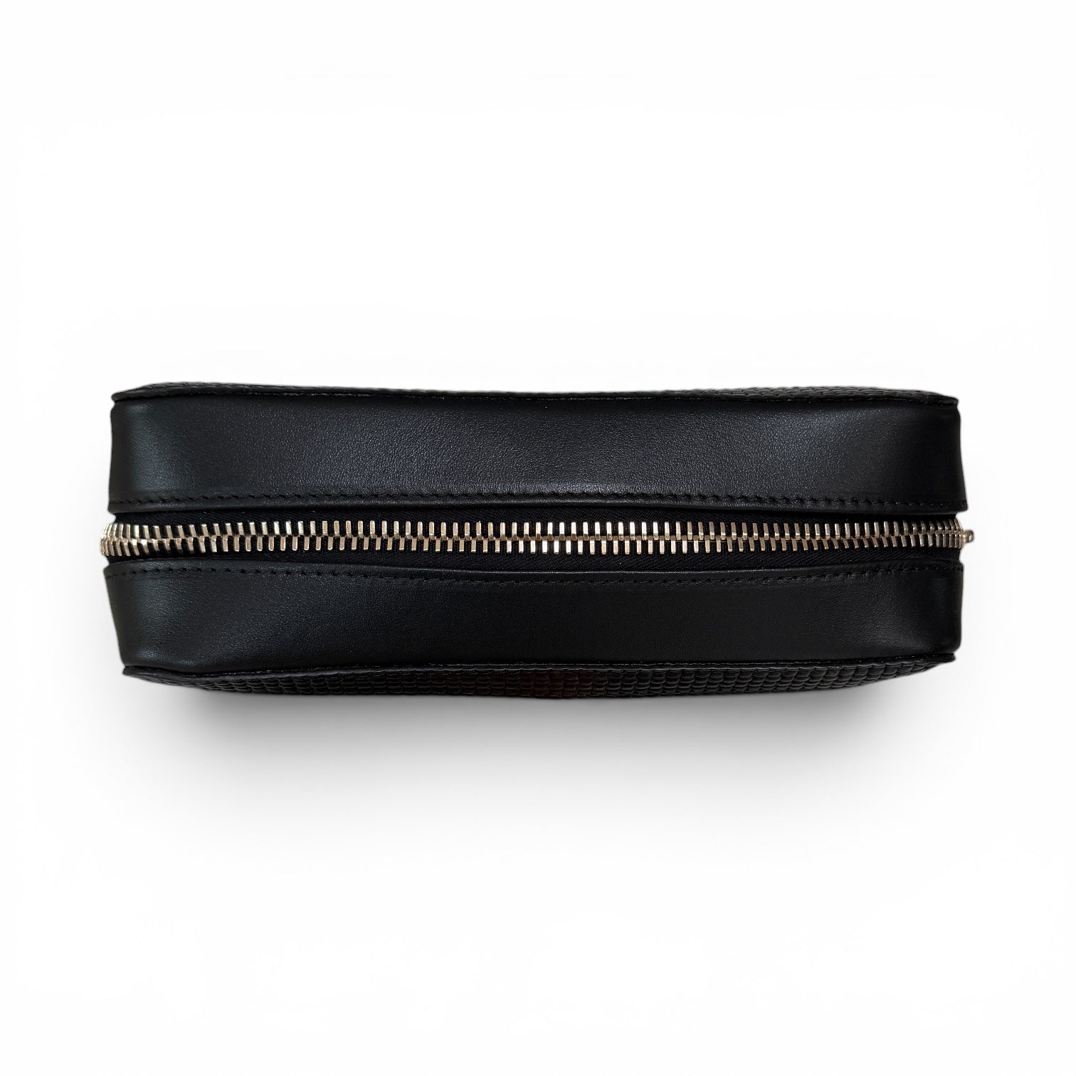 Saturday Bag - Black Basketweave Leather / Clear PVC/ Gold Hardware