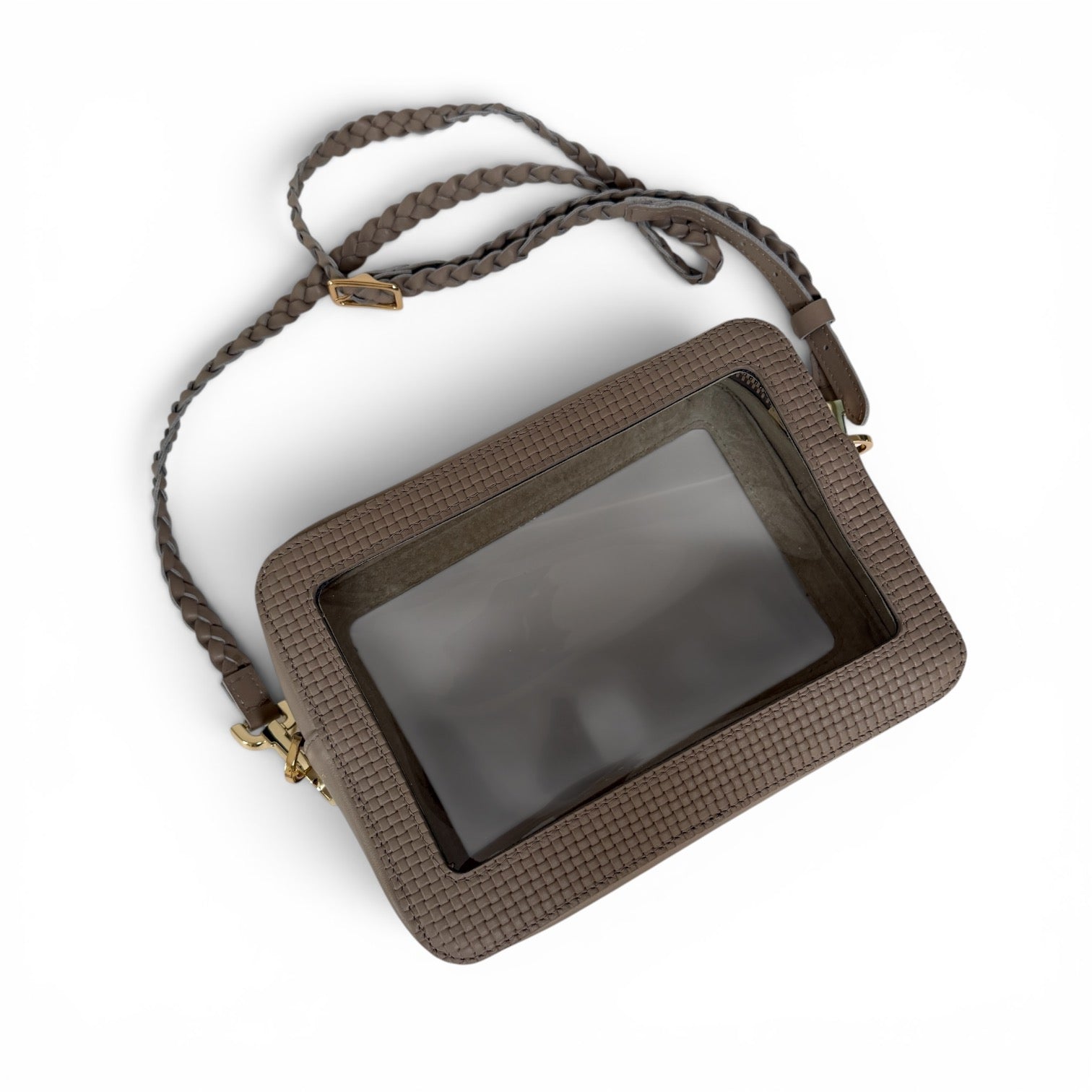 Saturday Bag - Creta Basketweave Leather / Clear PVC/ Gold Hardware