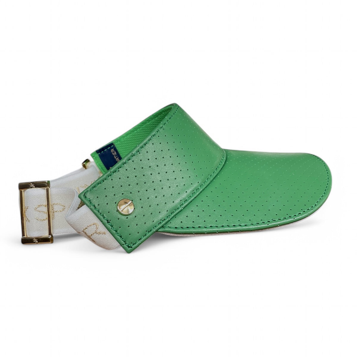 The Leather Visor - Court Green/White & Gold