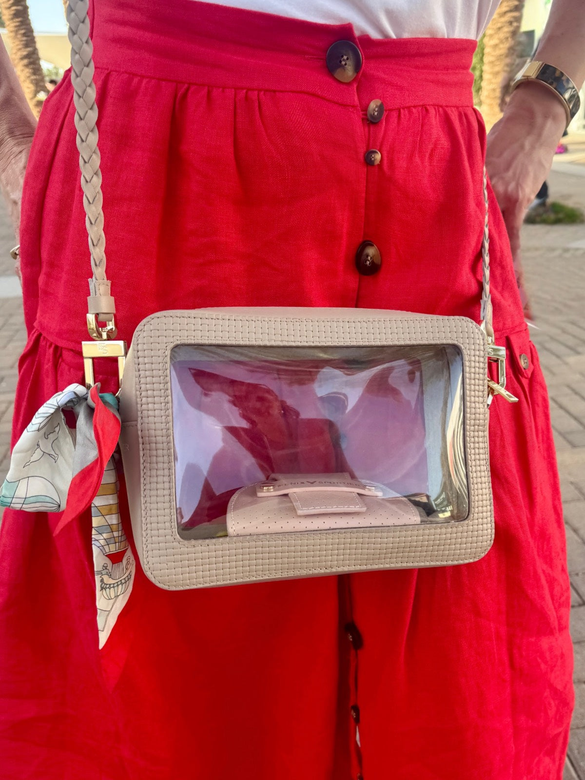 Saturday Bag - Creta Basketweave Leather / Clear PVC/ Gold Hardware