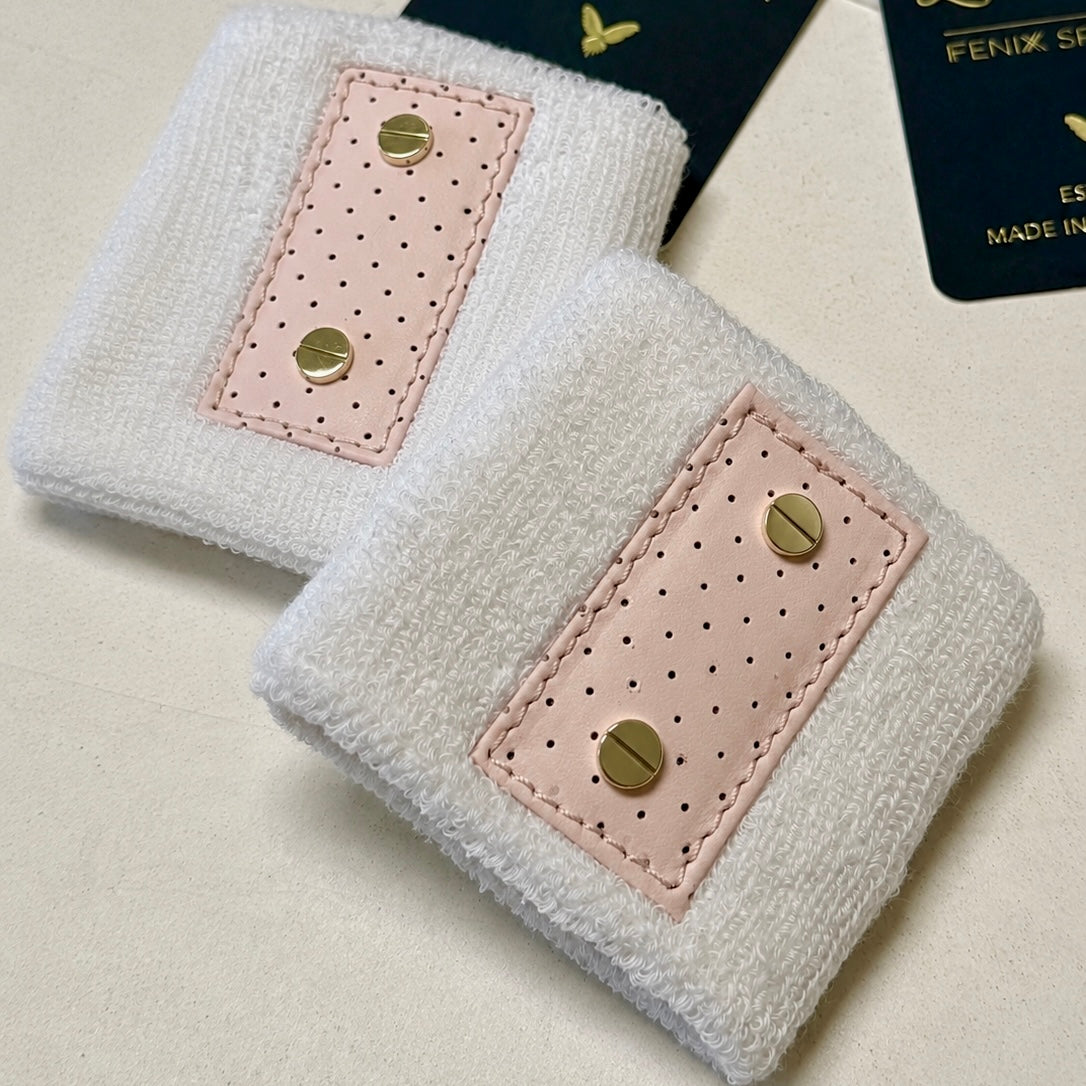 Le Club Cuffs: White/Peony Pink & Gold