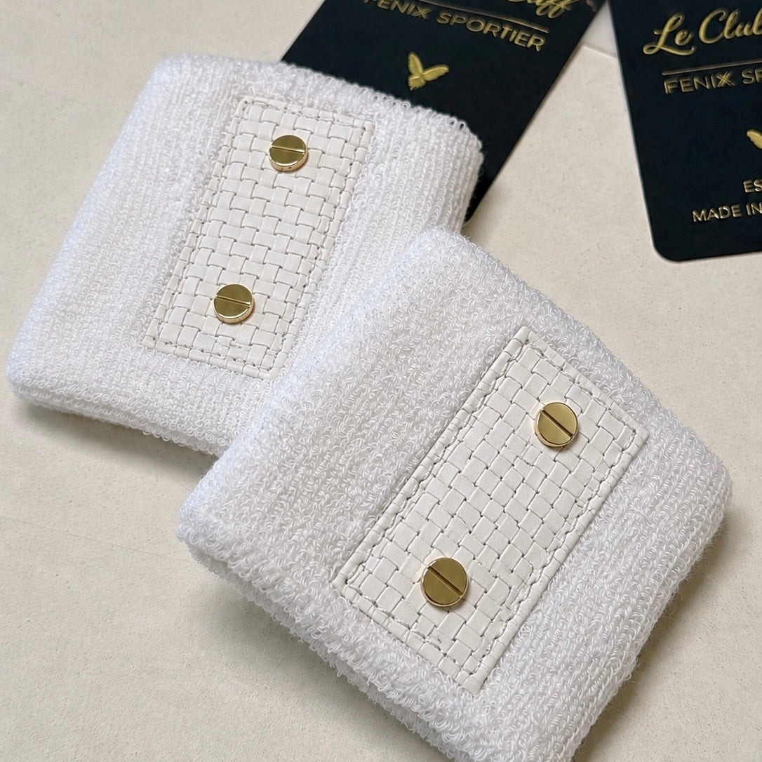 Le Club Cuffs: White/White & Gold