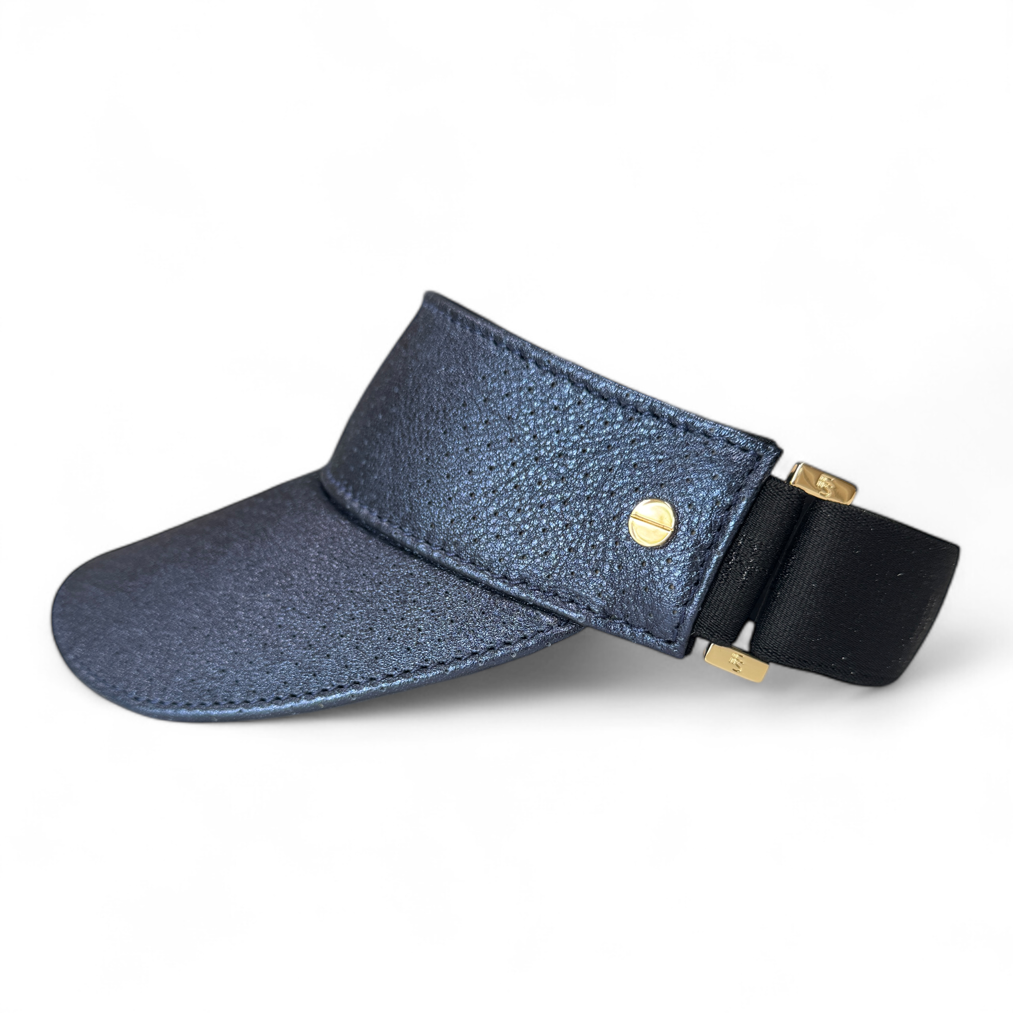 The Leather Visor - Sapphire Shimmer & Gold