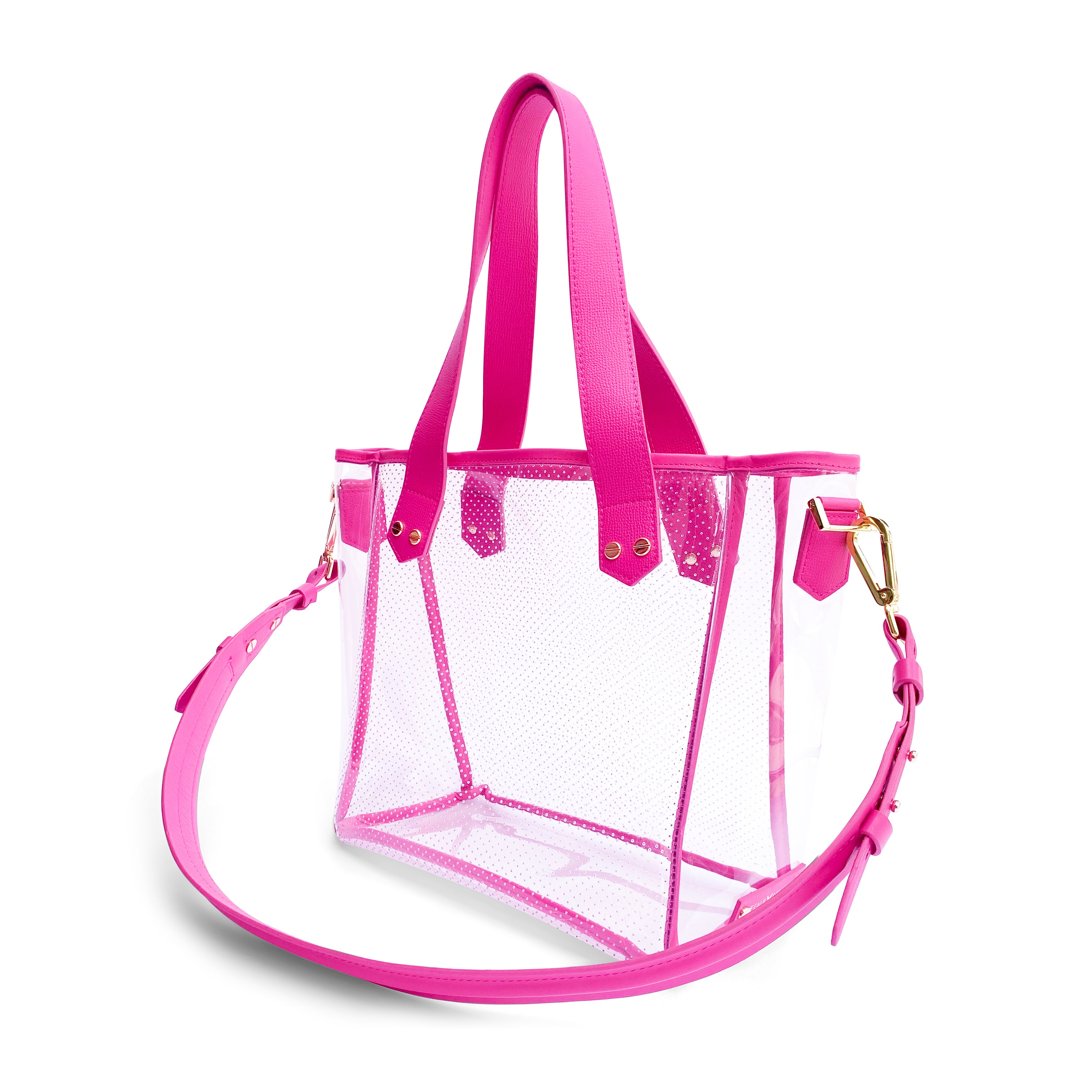 Gameday Bag - Fuchsia Leather / Clear PVC