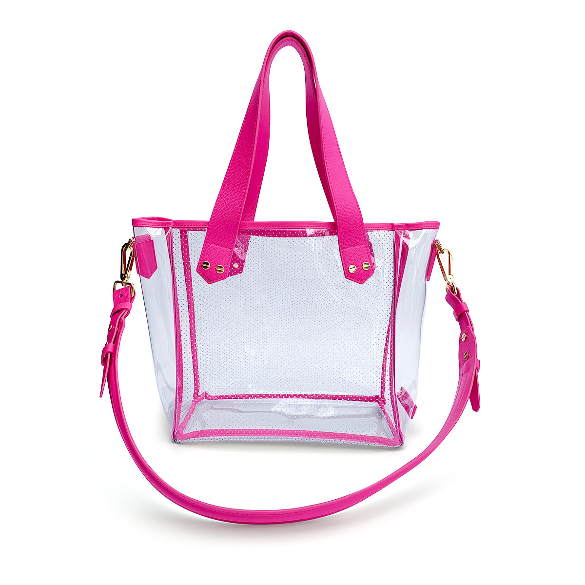 Gameday Bag - Fuchsia Leather / Clear PVC