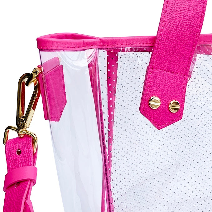 Gameday Bag - Fuchsia Leather / Clear PVC