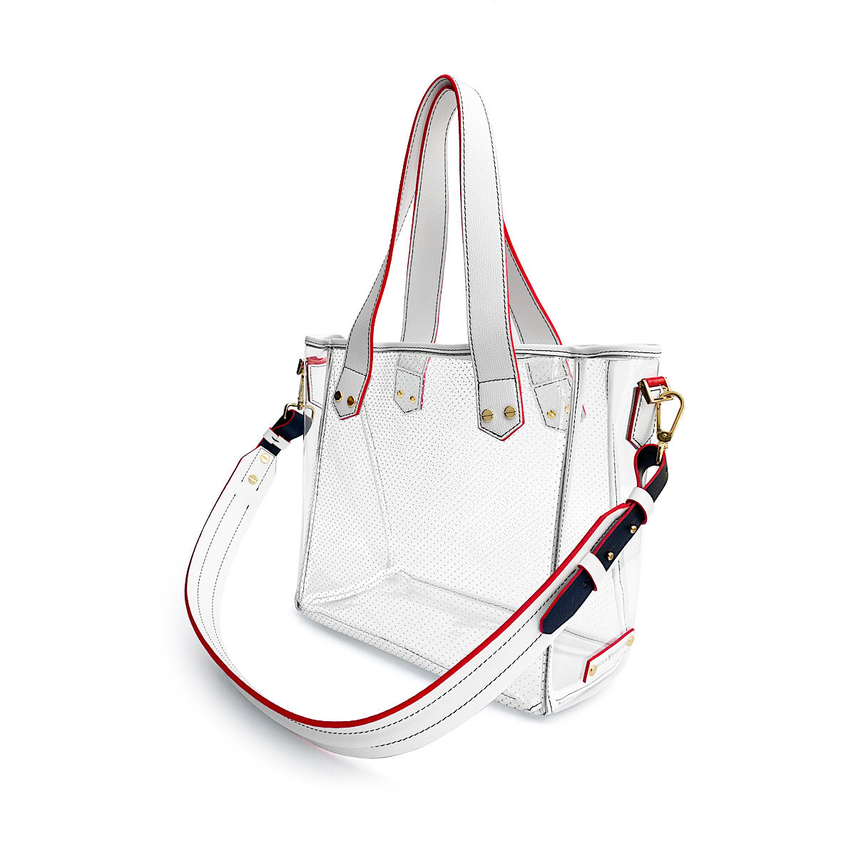 Gameday Bag White Navy Red Leather / Clear pvc