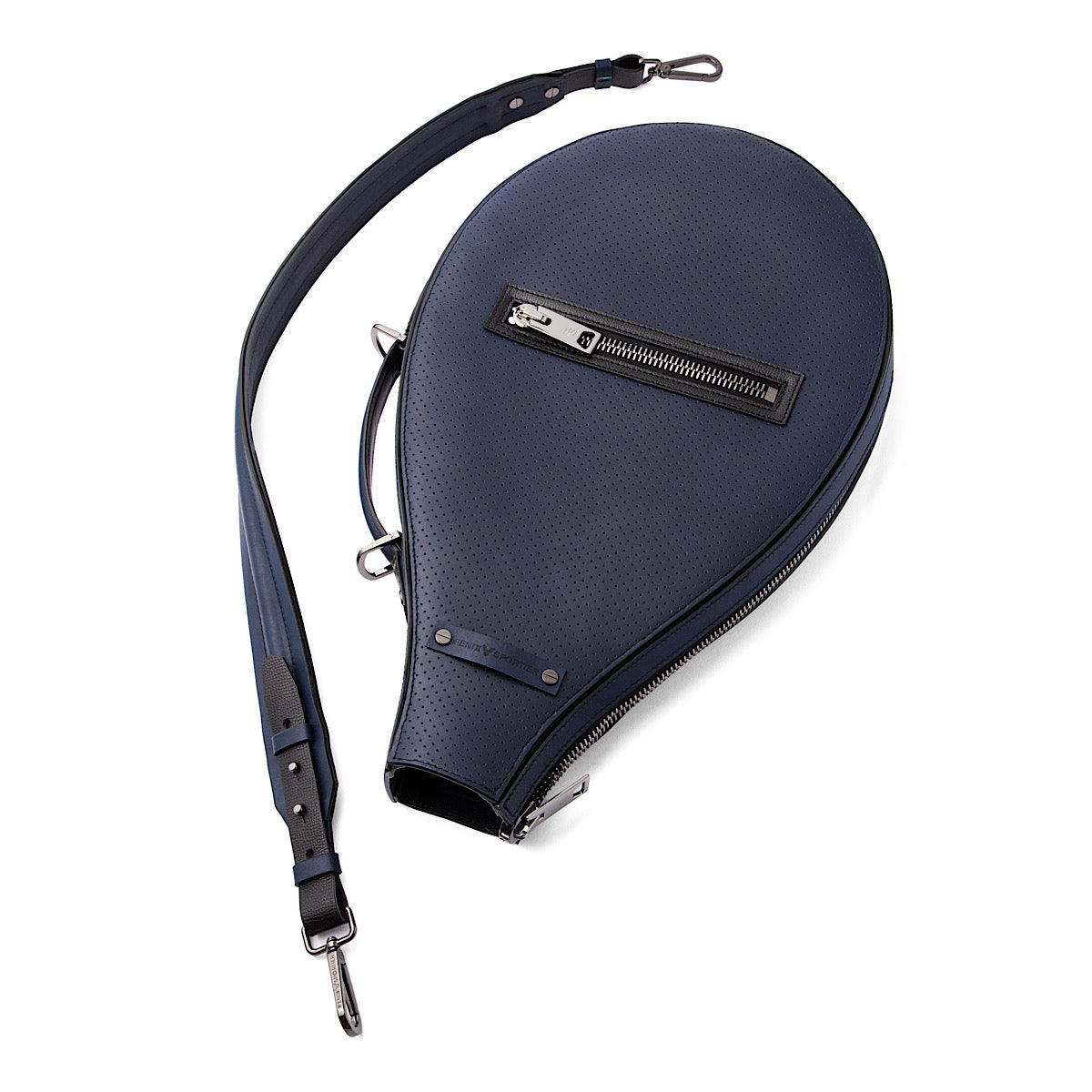 Billie Bag Leather Tennis Racket Bag (Navy/Black/Gunmetal)