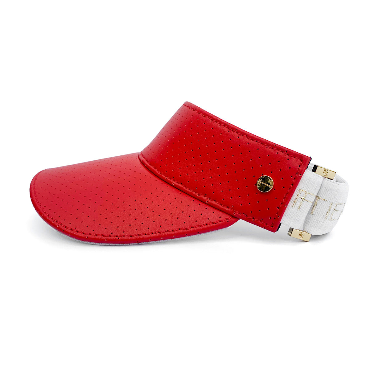 The Visor - Parrot Red Leather / White & Gold