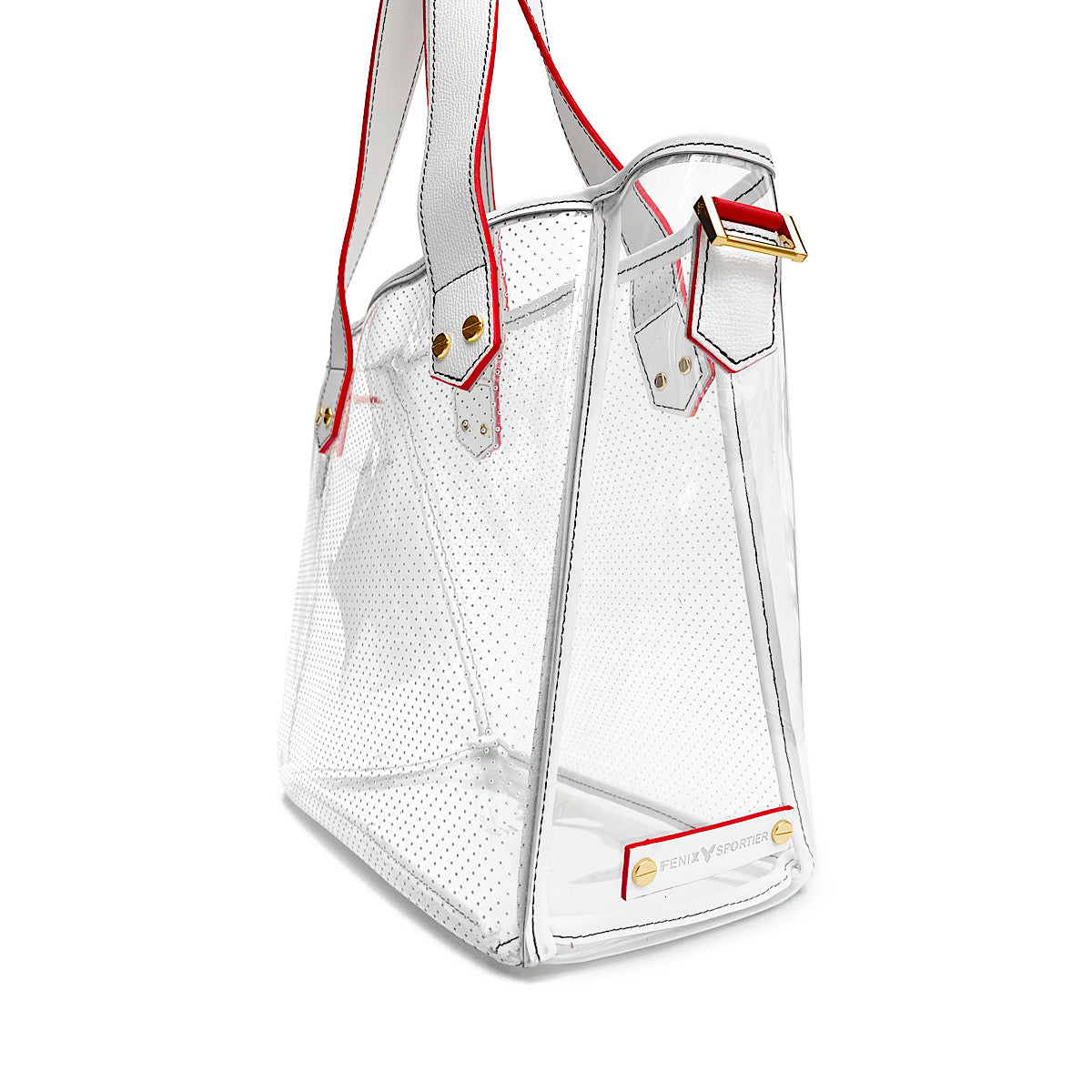 Gameday Bag White Navy Red Leather / Clear pvc