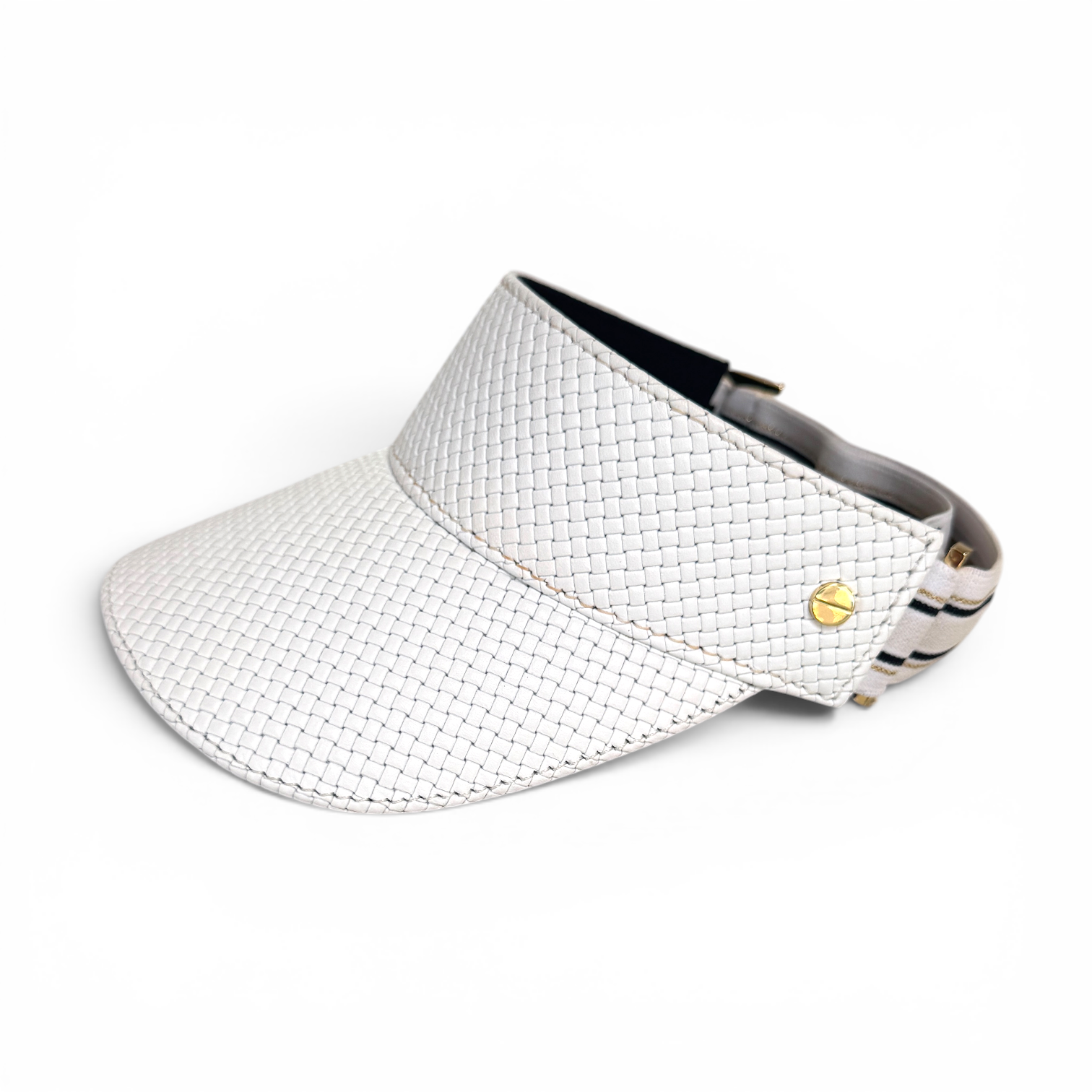 The Leather Visor - White Basketweave, Le Club Elastic & Gold