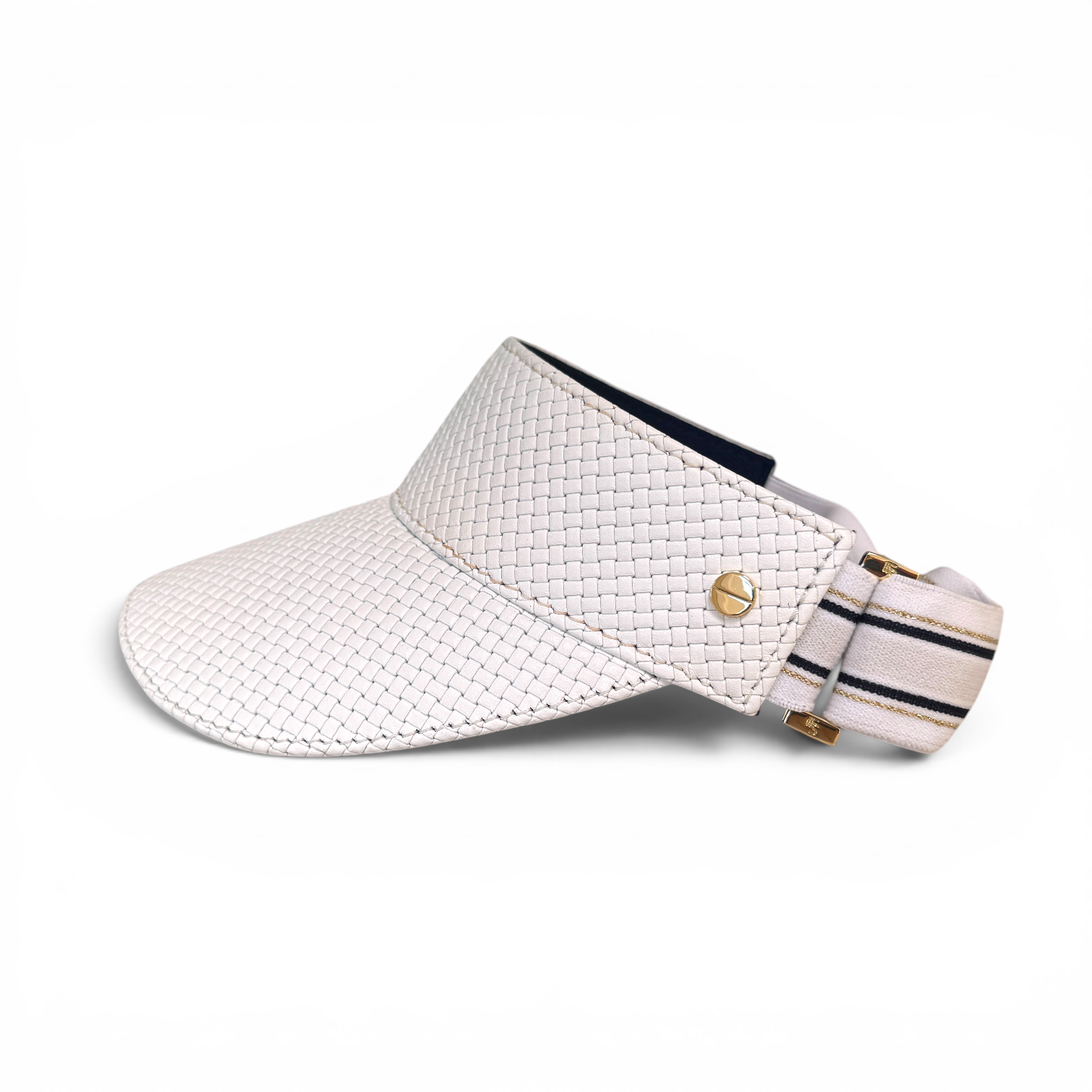 The Leather Visor - White Basketweave, Le Club Elastic & Gold