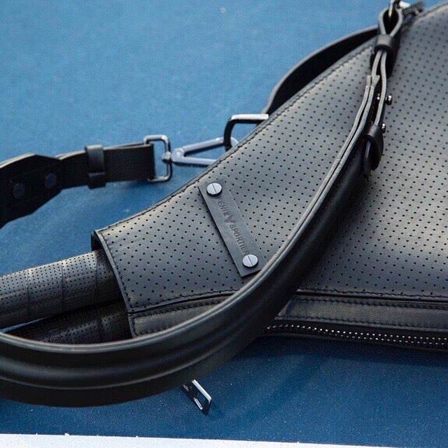 Billie Bag Leather Tennis Racket Bag (Black/Gunmetal)