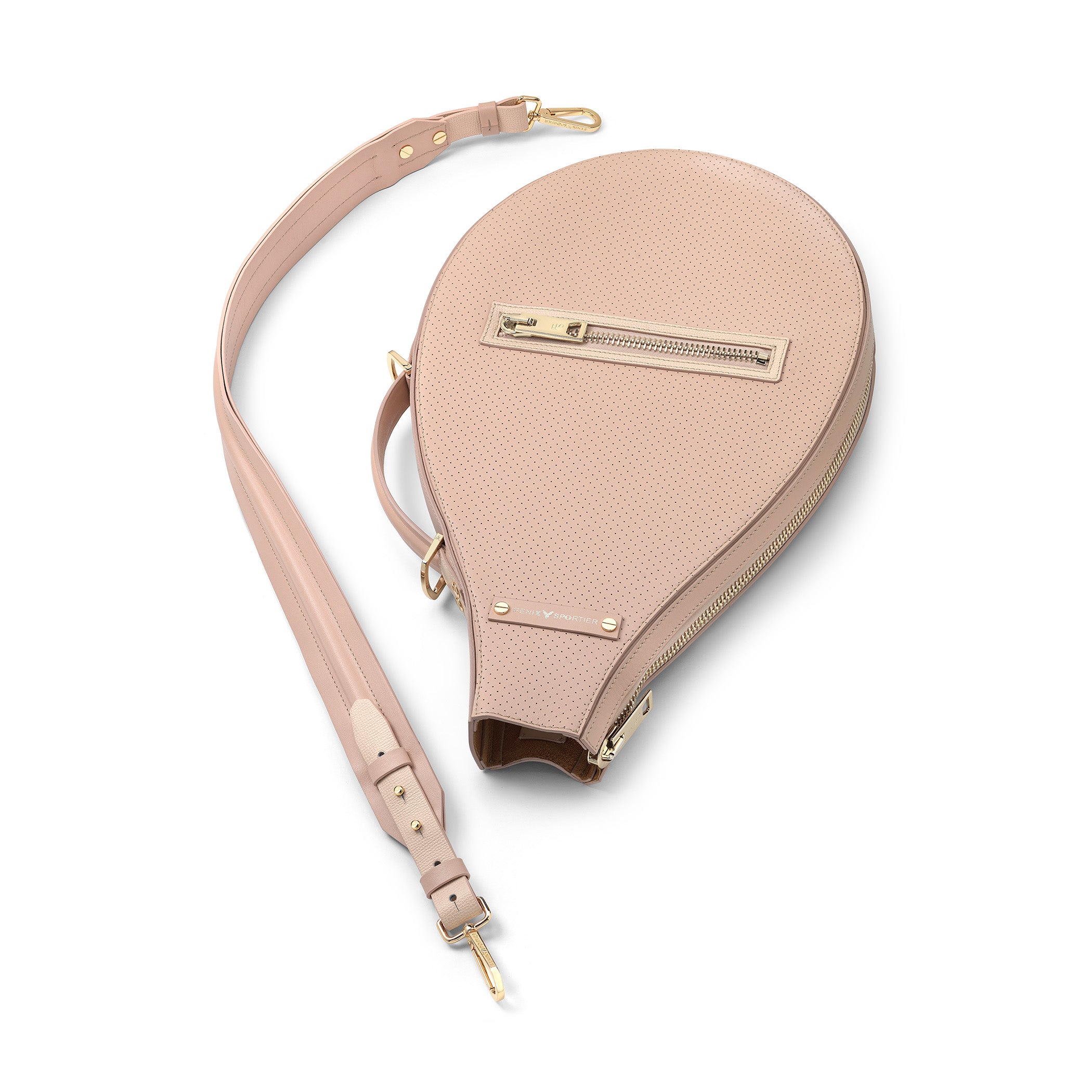 Billie Bag Leather Tennis Racket Bag (Blush/Gold)