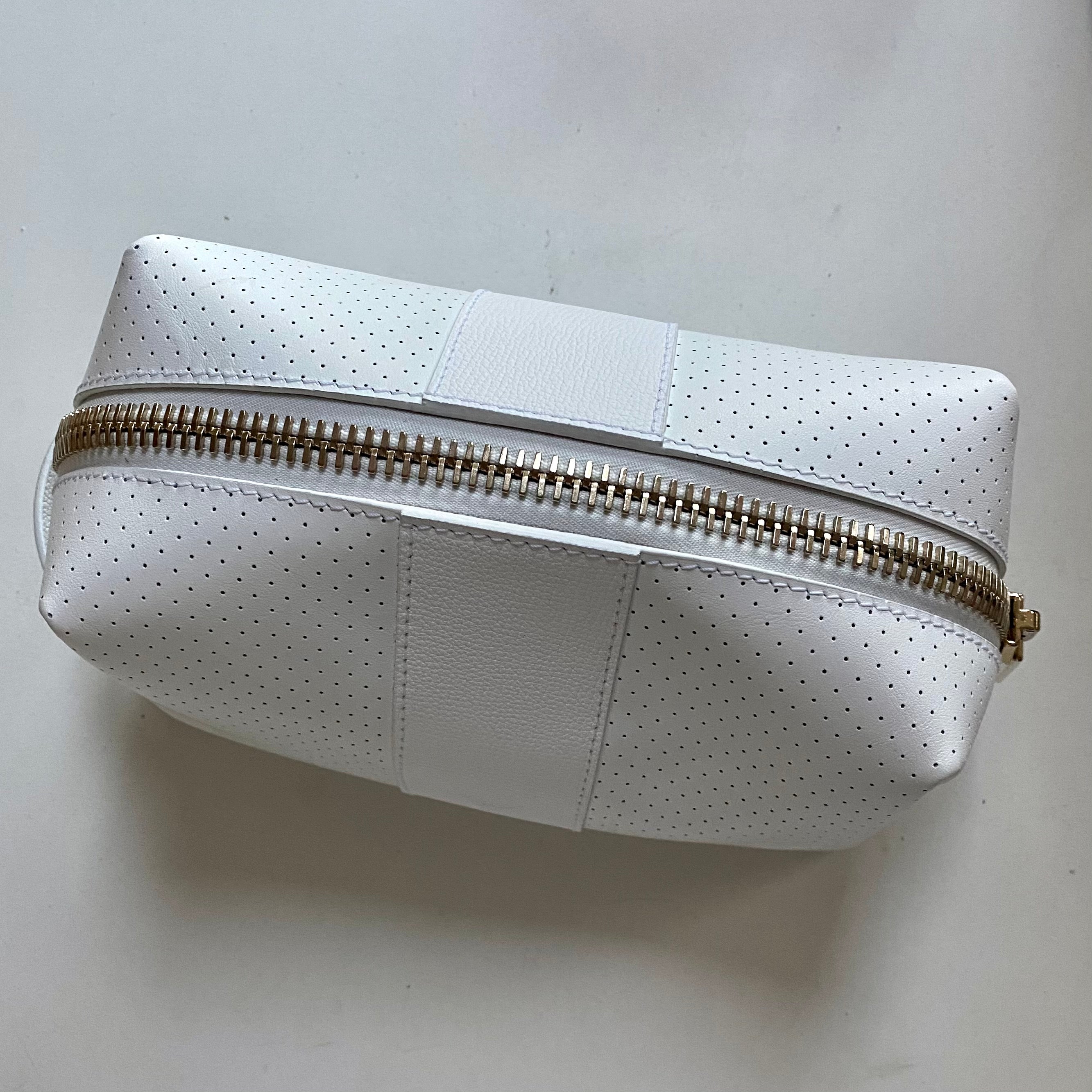 24/7 Bag - White Leather/Gold Zipper