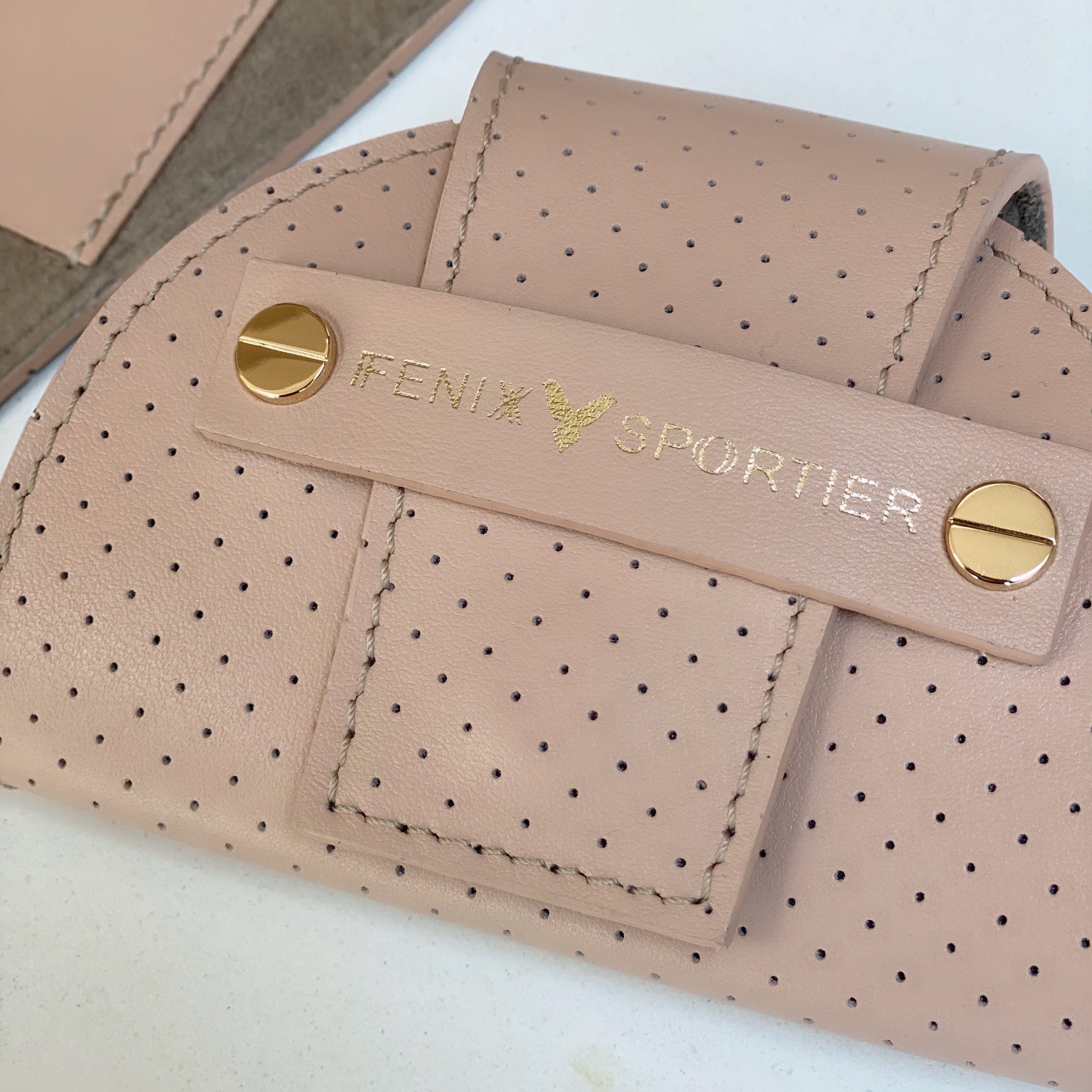 Tennis Lovers Wallet (Blush Leather / Stone Suede / Gold)