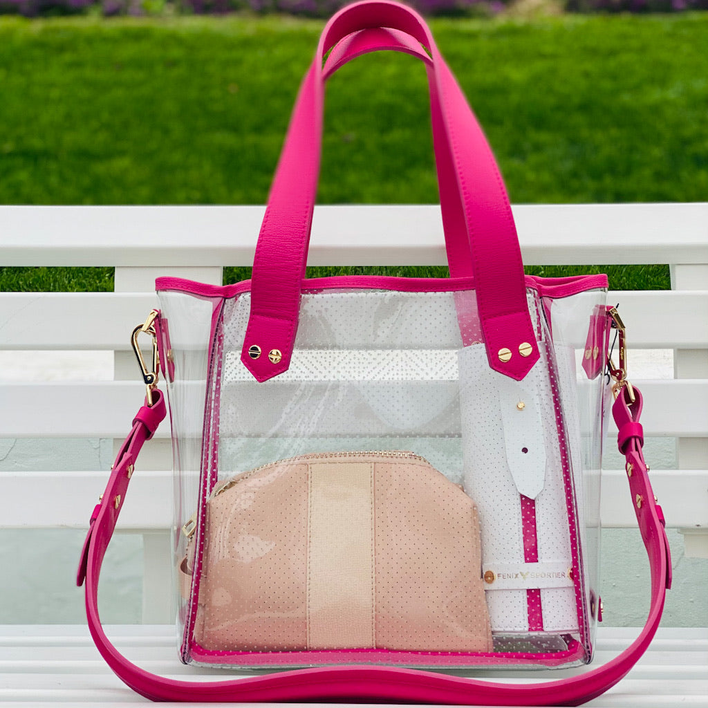 Gameday Bag - Fuchsia Leather / Clear PVC