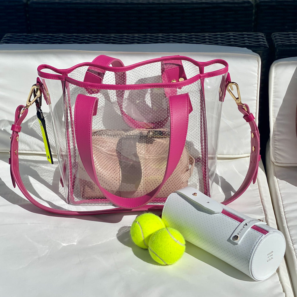 Gameday Bag - Fuchsia Leather / Clear PVC