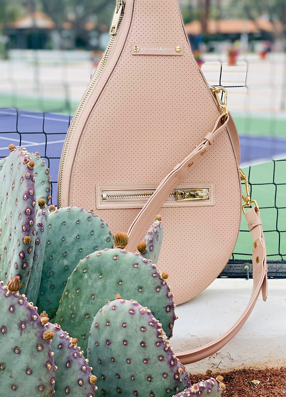 Billie Bag Leather Tennis Racket Bag (Blush/Gold)