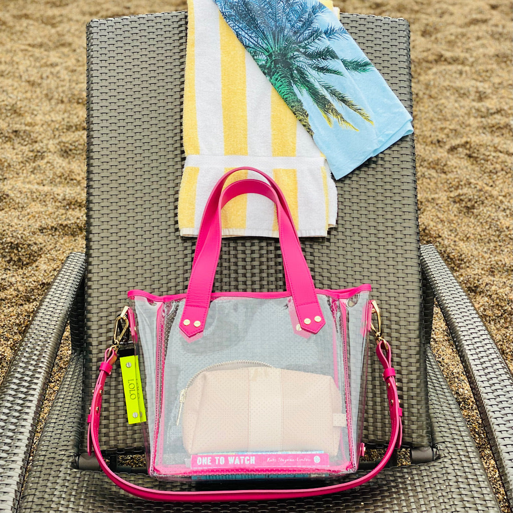 Gameday Bag - Fuchsia Leather / Clear PVC