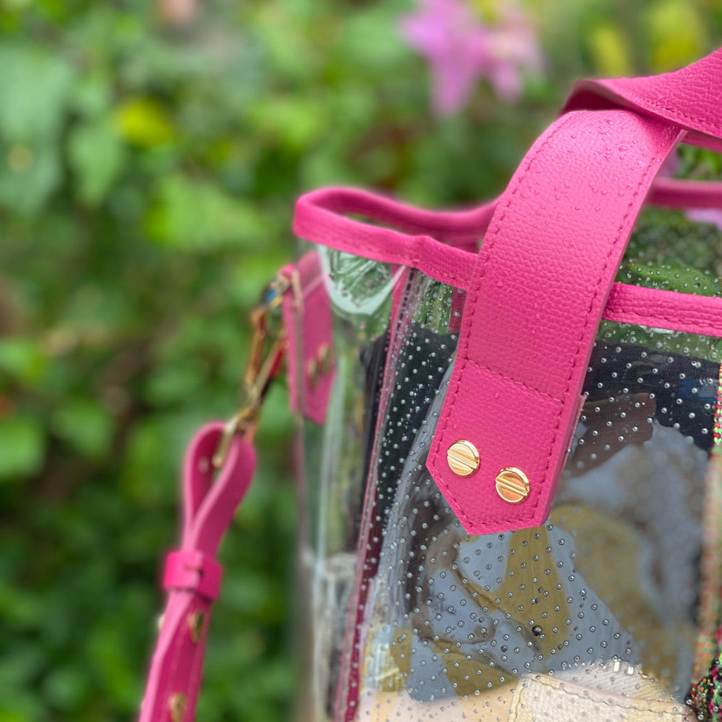 Gameday Bag - Fuchsia Leather / Clear PVC