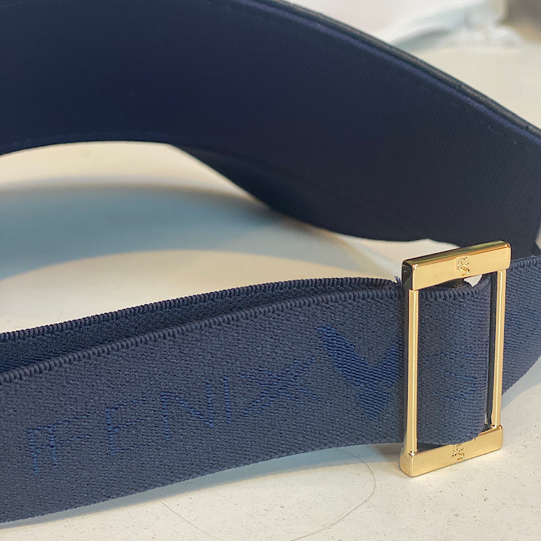 The Visor - Navy Leather & Gold