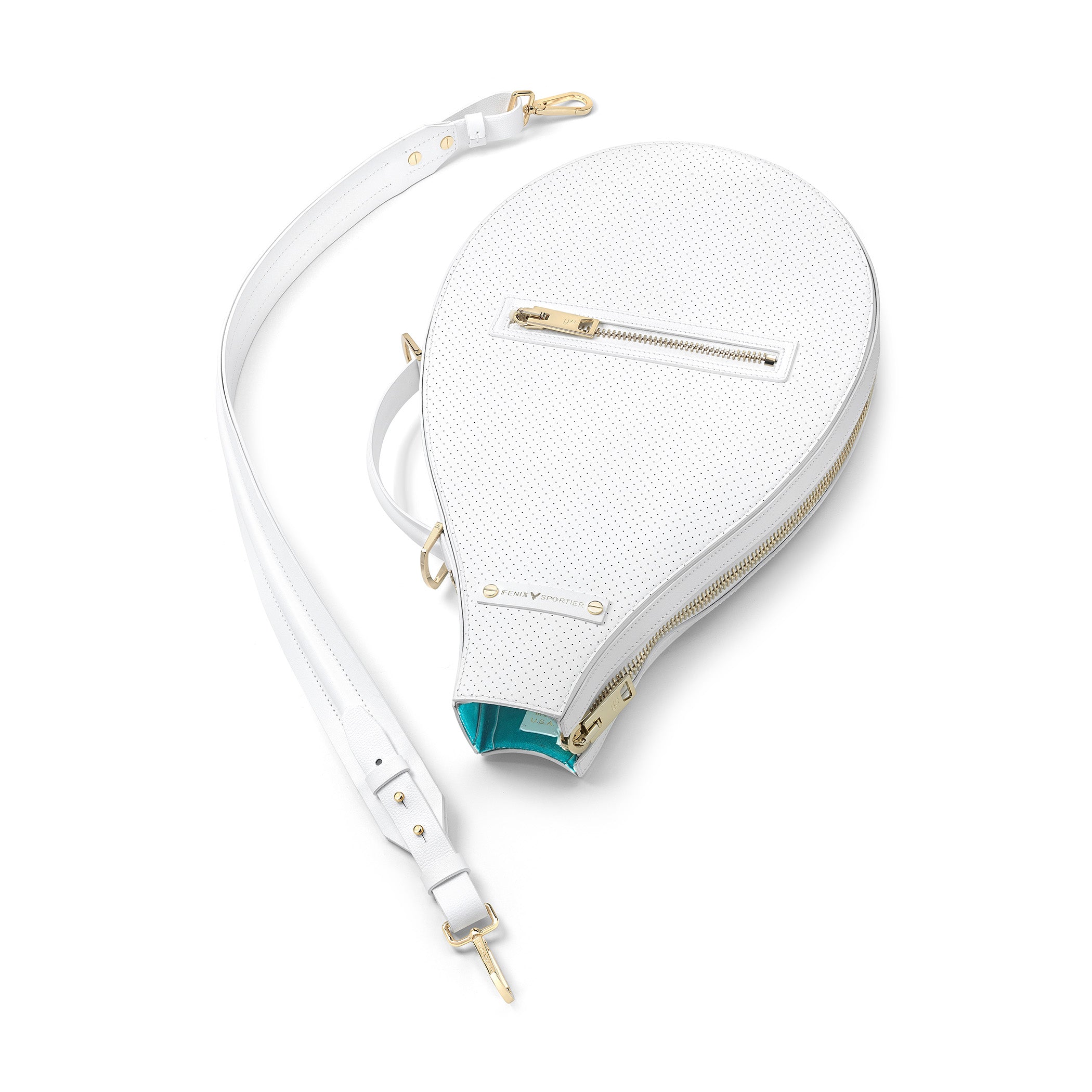 Billie Bag Leather Tennis Racket Bag (White/Gold)